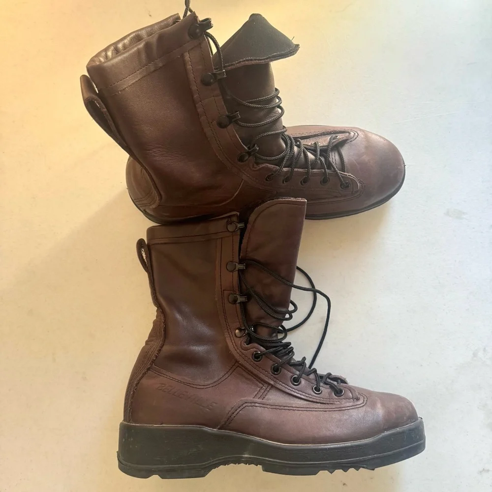 Belleville MENS 8” 330 Wet Weather Steel Toe Leather Flight Boots Brown Size 8